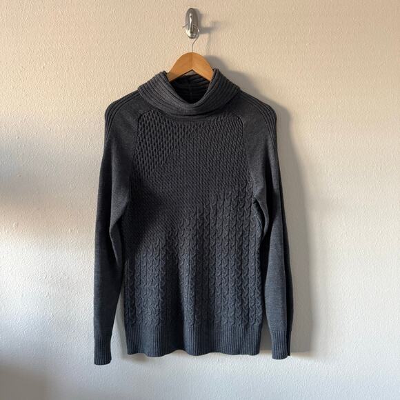Women's Smartwool Dacono Ski Sweater Gray Cableknit Cowl Neck MEDIUM Minor FLAWS - Picture 4 of 16